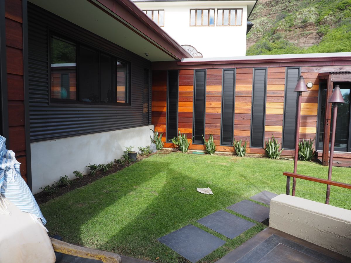 Modern timber-clad extension