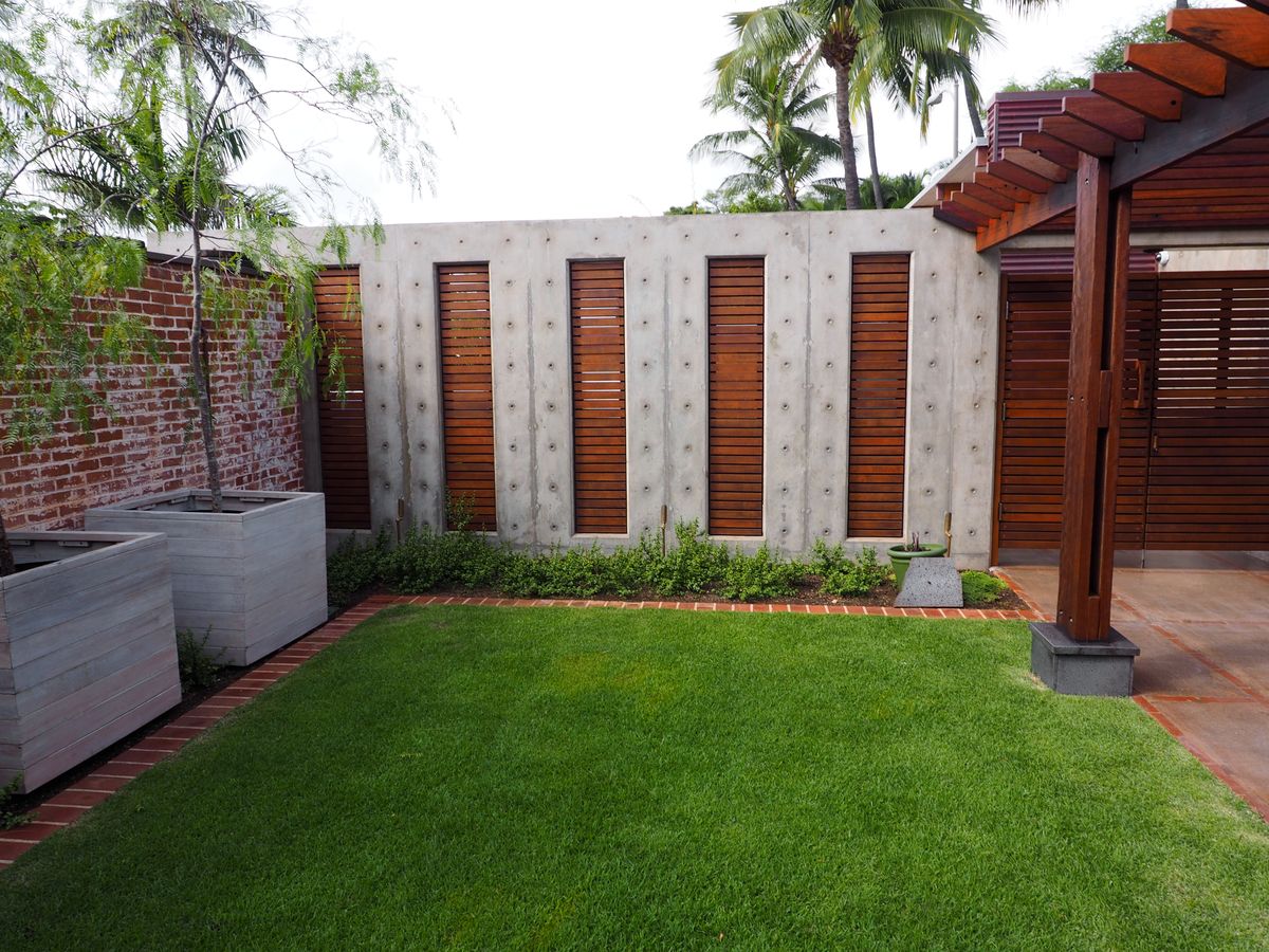 Courtyard with timber screening