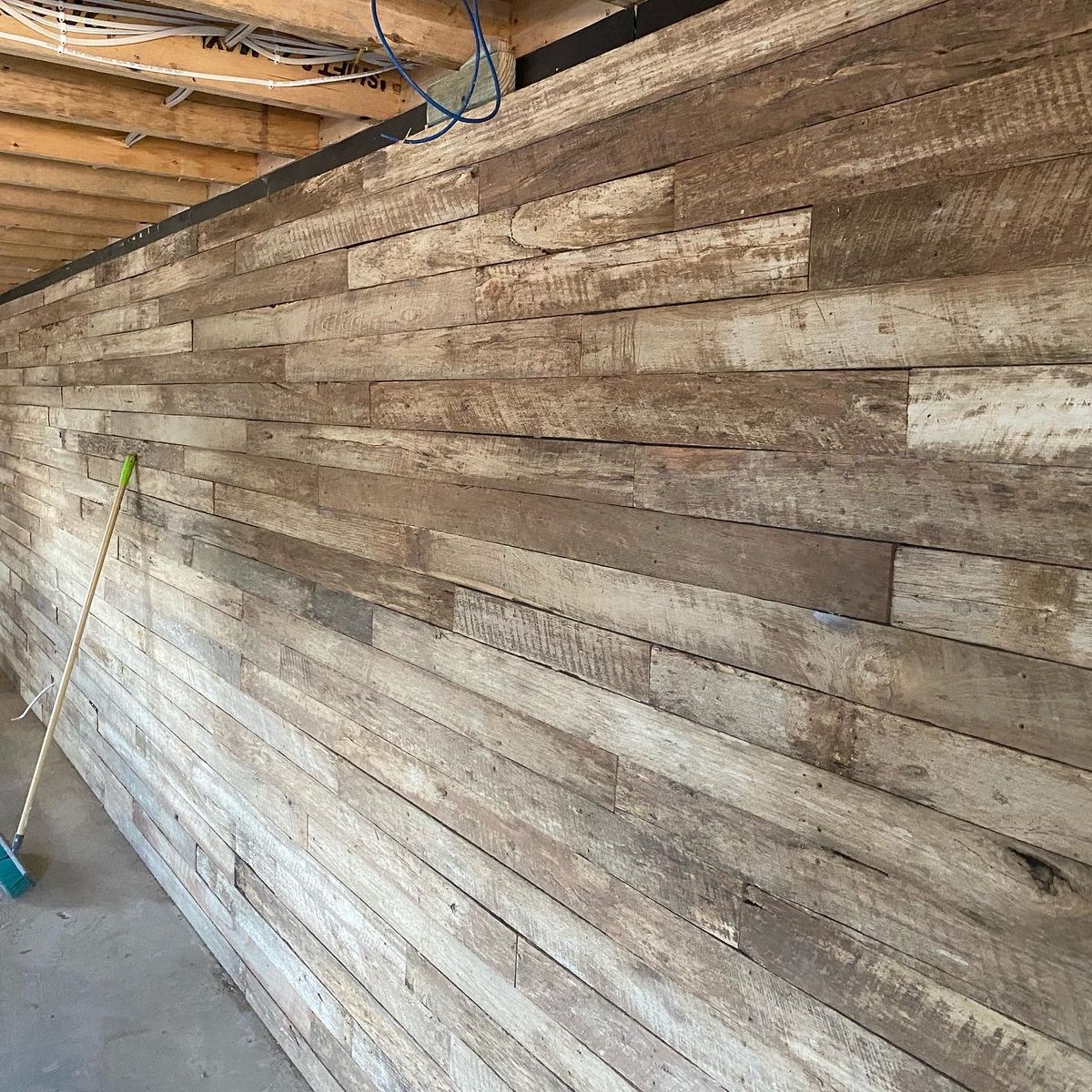 Reclaimed timber feature wall